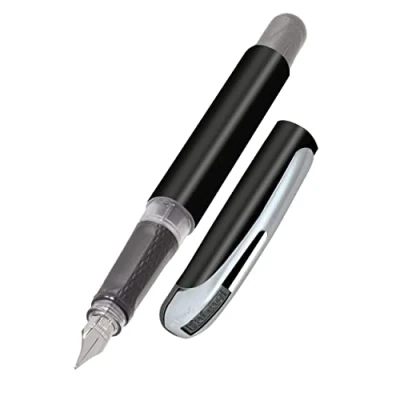 Abbildung von Online Füller College Black, Tinten für Rechtshänder, ergonomisches Griffstück, hochwertige Iridium Feder medium, Standard Tintenpatronen, inkl. Kombipatrone blau, Allergiker geeignet