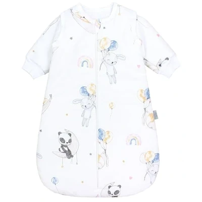 Abbildung von TupTam Baby Ganzjahresschlafsack Rund OEKO TEX zertifizierte Materialien mit abnehmbaren Ärmeln 2.5 TOG unisex, Farbe: Tiere/Luftballons/Mond, Größe: 80 86