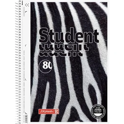 Abbildung von Brunnen Collegeblock Premium Student „Zebra“ A4, Lineatur 28, 80 Blatt, weiß/schwarz