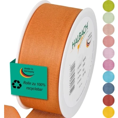 Abbildung von Halbach Seidenbänder Geschenkband Breite 40mm Länge 25m Schleifenband made in Germany Geschenkbänder Vielzahl von Farben und Breiten, perfekt zum Verpacken Dekorieren, Farbe: cognac