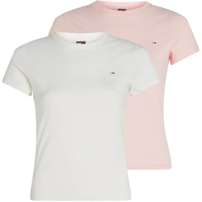 Abbildung von Tommy Jeans TEE 2 PACK Tshirt basic, Damen, Größe: 34, Ecru/precious pink