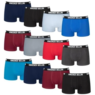 Abbildung von Vincenzo Bellini Hipster Boxershorts, 8er / 12er Pack, Bequeme und atmungsaktive Herren Unterwäsche, Baumwolle Unterhosen (DE/NL/SE/PL, Alphanumerisch, XL, Regular, schwarz 12er)