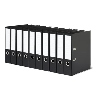 Abbildung von Amazon Basics Aktenordner, A4 Format, Ringordner, Büroordner, 10er Pack, Schwarz