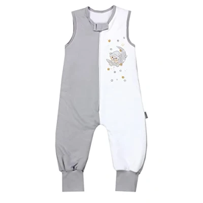 Abbildung von TupTam Baby Ganzjahresschlafsack mit Füßen 2,5 TOG OEKO TEX Unisex, Farbe: Bär auf Mond/Grau, Größe: 116 122