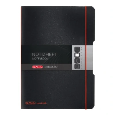 Abbildung von Herlitz 11361508 Notizheft (A4, PP Wechselcover mit Verschlußgummi, 80g/m²) 80 Blatt schwarz