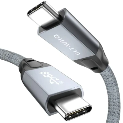 Abbildung von USB C Kabel auf 20Gbps 100W 240W 2m, 3.2 Gen2 x 2 Datenkabel, PD 3.1 EPR eMarker Schnelllade, 5K60Hz 4K144Hz 2K240Hz Videoübertragung für Laptop, Handy, Steam Deck, Tablet, SSD, Monitor