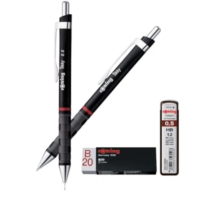 Abbildung von rOtring Tikky leichter Kugelschreiber und Druckbleistift, HB, 0,5 mm, Nachfüllminen Radiergummi, B20