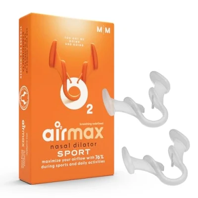 Abbildung von AIRMAX Sport Nasendilatator Für eine befreite Nasenatmung beim spreizt die Nasenflügel mit Aufbewahrungsdose (2 Stück, Größe M)