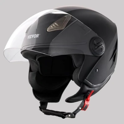 Abbildung von VEVOR Motorradhelm Motocross Helme 3/4 Gesicht Größe M, aus ABS mit Bluetooth Kommunikation &amp; Wechselglas, ECE geprüfter bequemer Helm, für Jugendliche Erwachsene schwarz