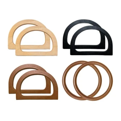 Abbildung von Anlising 8PCS D Form Handtasche Griff, Taschengriffe Holz, Runde Holztasche Tragegriff, Taschengriff Ersatz Handtasche,für Strandtasche,Handtaschen,Geldbörse,Häkeltaschen