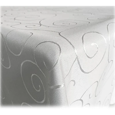 Abbildung von JEMIDI Tischdecke Ornamente Seidenglanz Edel Tisch Decke Tafeldecke 31 Größen und 7 Farben Weiß Oval 130x220