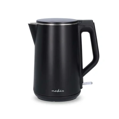 Abbildung von Wasserkocher 1.5 l Plastik Schwarz Um 360 Grad drehbar Verdecktes Heizelement Strix Controller Boil dry protection