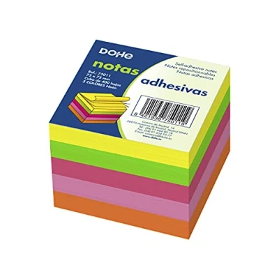 Abbildung von DOHE Würfel mit wieder abziehbaren Haftnotizen. Neonfarben. 400 Blatt. Papiergewicht 75 g. Ideal für Büro und Schule.