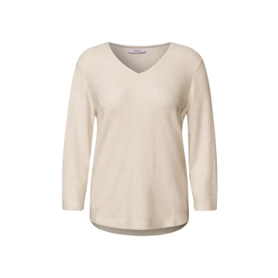 Abbildung von Cecil Vneck Strickpullover, Damen, Größe: Large, Beige