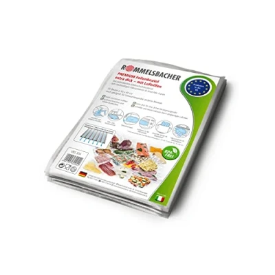 Abbildung von ROMMELSBACHER VBS 304 Profi Folienbeutel 30 x 40cm, 50 Stück, BPA frei, extrem stark &amp; reißfest 210μm, eingeprägte Luftrillen, wiederverwendbar, Sous vide, Made in Europe, für alle Balkenvakuumierer