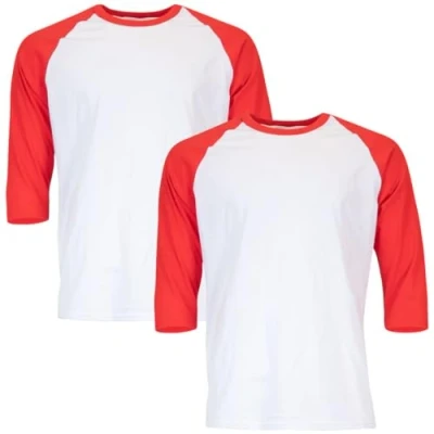 Abbildung von Gildan Herren Heavy Cotton 3/4 Raglan T shirt Style G5700, Pack of 2 Shirt, Weiß / Rot, M EU