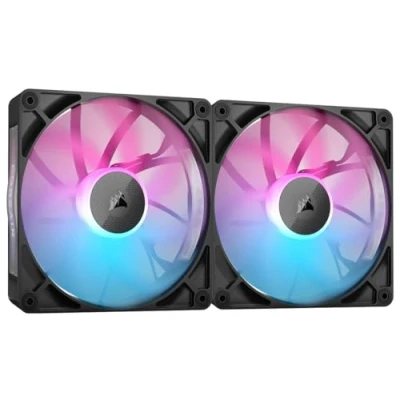 Abbildung von Corsair iCUE LINK RX140 RGB 140mm PWM Lüfters mit System Hub Magnetisches Kuppellager Dual Pack Schwarz