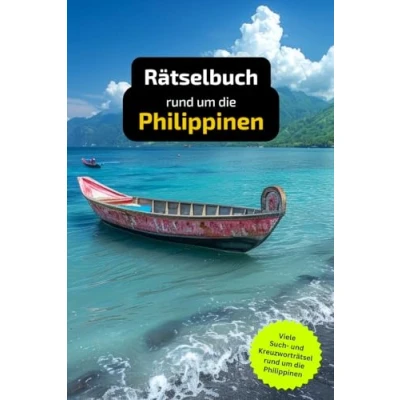 Abbildung von Rätselbuch rund um die Philippinen: Tolles Geschenk für Philippinen Urlauber. Worträtsel und knifflige Herausforderungen in einem Kreuzworträtselheft.