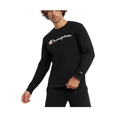 Abbildung von Champion Herren, Classic Long Sleeve, Comfortable, Soft for Men (Reg. Or Big &amp; Tall) T Shirt, Schwarz/Schwarz, XX Large