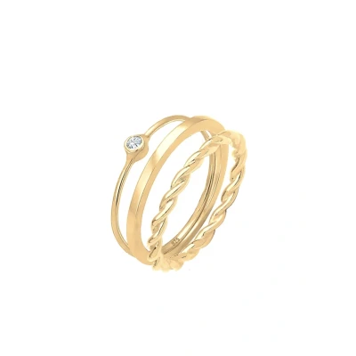 Abbildung von Elli 3 PACK Ring, Damen, Größe: 54, Gold coloured