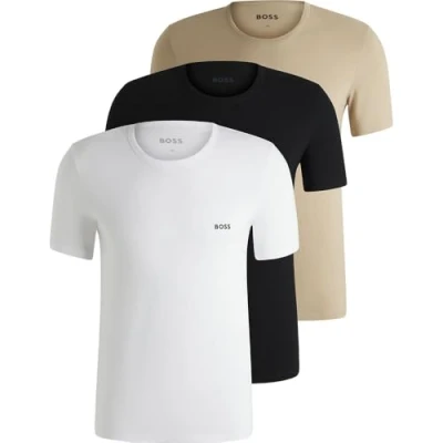 Abbildung von BOSS Classic 3 PACK Nachtwäsche Shirt, Herren, Größe: XL, White/beige/black