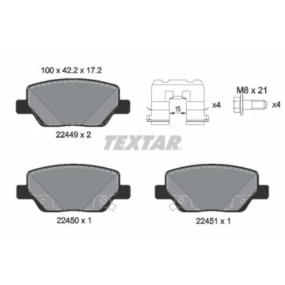 Abbildung von TEXTAR 2244901 Bremsbelagsatz mit akustischer Verschleißwarnung Bremssattelschrauben Zubehör FIAT: Tipo Estate, Hatchback, Saloon