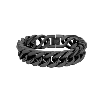 Abbildung von PROSTEEL Herren Armband Edelstahl Panzerkette schwer Glieder Link Kettenarmband 21cm Armkette Armreif, 17mm Breit, schwarz