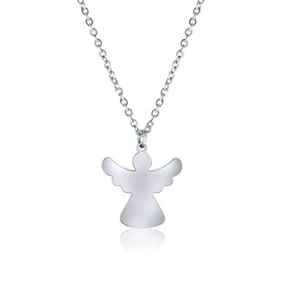 Abbildung von Nuoli® Schutzengel Kette Damen Silber (45 + 5cm verstellbar) Halskette mit Engel Anhänger für Frauen &amp; Mädchen, aus poliertem Edelstahl