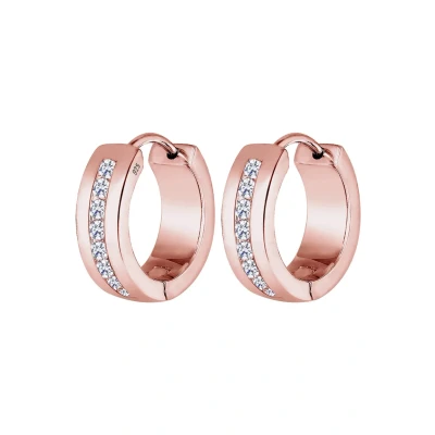 Abbildung von Elli Ohrringe Damen Basic Creolen Creole mit Zirkonia Steinen Kristalle in 925 Sterling Silber