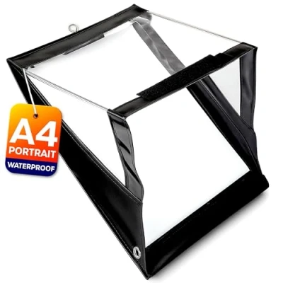 Abbildung von volila Wasserdichtes Klemmbrett A4 (33,6 x 25,6 cm) Hochformat mit transparentem PVC Bildschirm, Klettverschluss zum Schutz von Dokumenten vor Regen, Schnee und Staubpartikeln