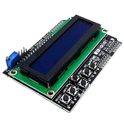 Abbildung von AZDelivery HD44780 LCD Keypad Shield 16x2 LCD1602 I2C Display Modul 2x16 Zeichen (mit Blauem Hintergrund und Weißen Zeichen) kompatibel mit Arduino inklusive E Book!