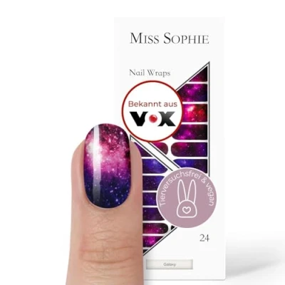 Abbildung von Miss Sophie Nagelfolie Galaxy Muster, Blau, Nail Wraps 24 ultra dünne selbstklebende langanhaltende Nagelfolien