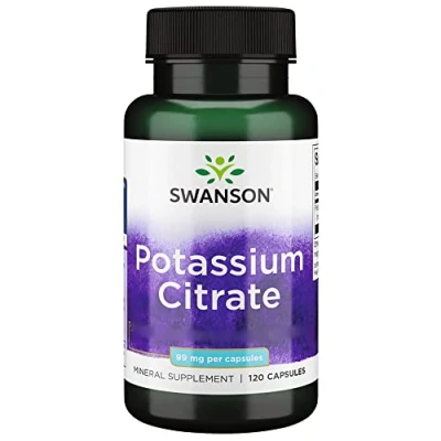 Abbildung von Swanson Potassium Citrate (Kaliumcitrat), 99mg Kalium pro Kapsel, 120 Kapseln, hochdosiert, Laborgeprüft, Sojafrei, Glutenfrei, Ohne Gentechnik