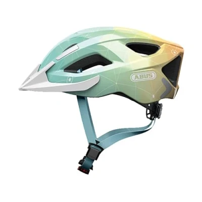 Abbildung von ABUS Stadthelm Aduro 2.0 Allround Fahrradhelm mit Licht in sportivem Design für den Stadtverkehr Damen und Herren Hellblau/Orange, Größe L