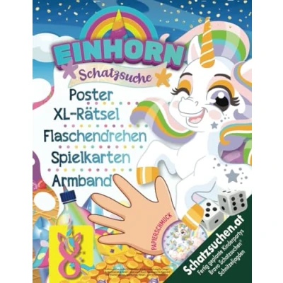 Abbildung von Einhorn Schatzsuche Kindergeburtstag Spiele Unterhaltung ab 8 Jahren: Schnitzeljagd im Einhornparadies mit magischem Armband und kniffligen Rätseln für Junge &amp; Mädchen (Bravo Schatzsuche)