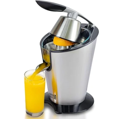 Abbildung von LEBENLANG Saftpresse elektrisch 600W Inkl. Edelstahlkegel &amp; BPA Frei I Hohe Ergiebigkeit Orangenpresse Zitruspresse Zitronenpresse Orangensaftpresse Orange Juicer Press Zitronen