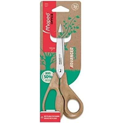 Abbildung von Maped Fortschrittliche Schere aus 50% PP Holz scharfe Spitze Klingen und Nieten Edelstahl ergonomische 3D Griffe zu Holzpulver 18 cm