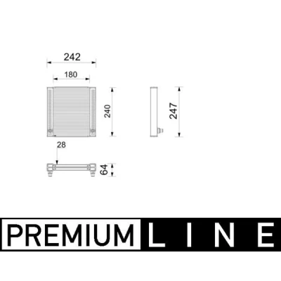Abbildung von MAHLE ORIGINAL CR 2799 000P Kühler, Motorkühlung Aluminium 180mm 240mm 28mm Kühlrippen gelötet BMW: 5 Saloon