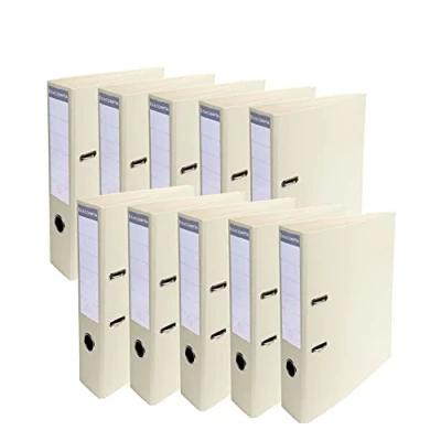 Abbildung von Exacompta 53750E 10er Pack Premium PVC Ordner Prem&#039;Touch Pastell. 7 cm breit DIN A4 Ringordner Aktenordner Briefordner Büroordner Plastikordner Schlitzordner Perlweiß