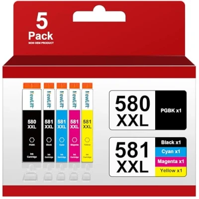 Abbildung von NewLift PGI 580 CLI 581XXL Druckerpatronen Kompatibel für Canon 581 Patronen Multipack Pixma TS705 TR8550 TS6150 TR7550 TS6250 TR8500 TS8251 TS6350 (PGBK/C/M/Y/BK，5er Pack)