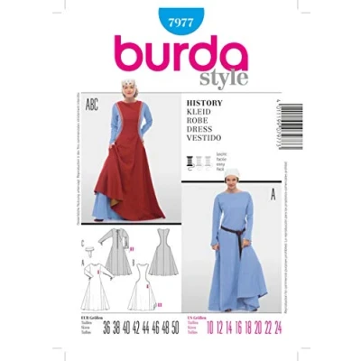 Abbildung von Burda Schnittmuster 7977 History Kleid,Robe,Vestido Gr. 36 50