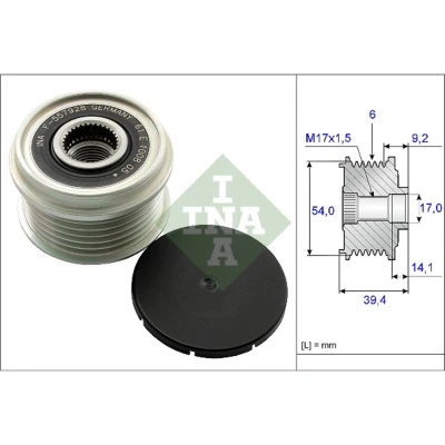 Abbildung von INA 535 0151 10 Freilauf Lichtmaschine 39,4 Spezialwerkzeug zur Montage notwendig OPEL: Astra H Caravan, Combo C Box Body / Estate