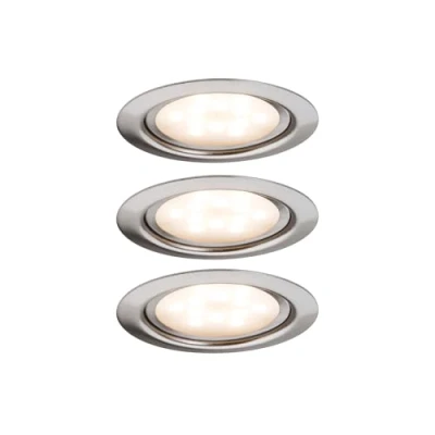Abbildung von Paulmann 93553 LED Möbeleinbauleuchten Micro Line 3er Set 3x4,5W 65mm Eisen gebürstet Spot Einbaustrahler Einbauleuchte, Silber
