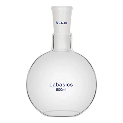 Abbildung von Labasics Glas 500ml Einhals Kochkolben mit Flachem Boden, Flat Bottom Boiling Flask Glaskolben 24/40 Standard Außengelenk