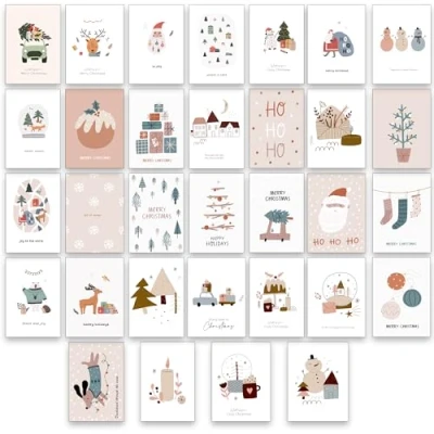 Abbildung von the lazy panda card company Set mit 64 Weihnachtspostkarten 32 verschiedenen gemütlichen, traditionellen und rustikalen Designs