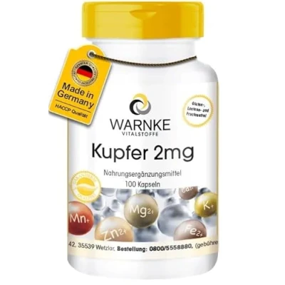 Abbildung von Kupfer Kapseln 2mg 100 vegan aus Bisglycinat Warnke Vitalstoffe Deutsche Apothekenqualität