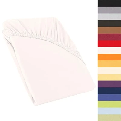 Abbildung von CelinaTex Perla Boxspringbett Wasserbett Topper Spannbettlaken 120x200 130x200 cm Schnee weiß Jersey Mako Baumwolle 160g/qm Bettlaken Laken