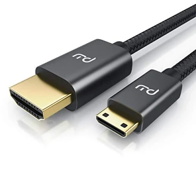 Abbildung von CSL 4k Mini HDMI auf Kabel 7,5m 2.0 a/b Typ C A Nylon Brading 3840 x 2160@60 Hz Knickschutz HDR ARC 3 Fach geschirmt vergoldete Stecker