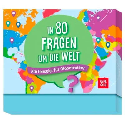 Abbildung von Groh In 80 Fragen um die Welt Kartenspiel für Globetrotter: Quizspiel mit Karten Geschenk Weltenbummler und gegen Fernweh