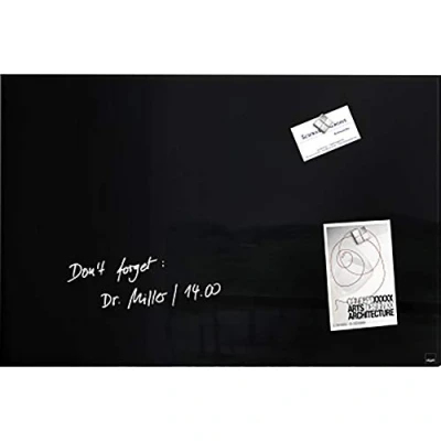Abbildung von SIGEL GL120 Premium Glas Magnettafel 60 x 40 cm schwarz hochglänzend, TÜV geprüft, einfache Montage, Artverum